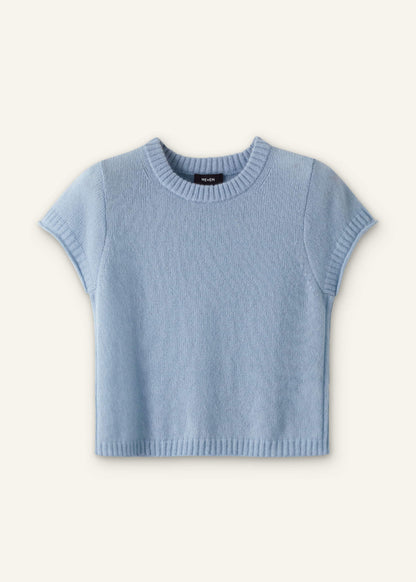 ME+EM Clothing Blue Merino Cashmere Silk Straight Baby Tee