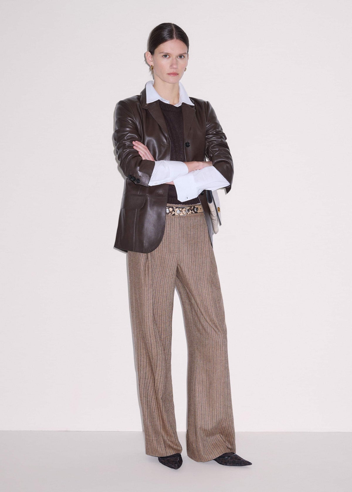 ME+EM Clothing Brown Merino Cashmere Silk Straight Baby Tee