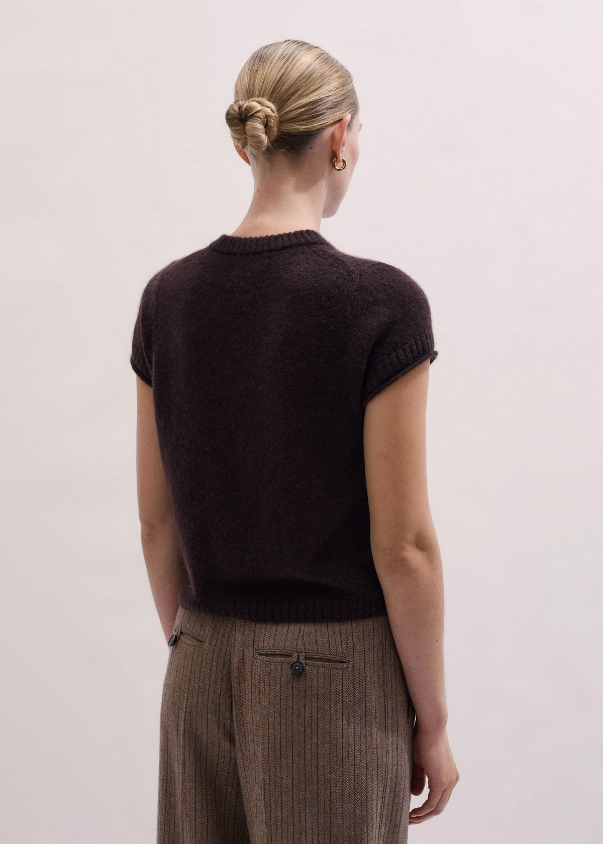 ME+EM Clothing Brown Merino Cashmere Silk Straight Baby Tee