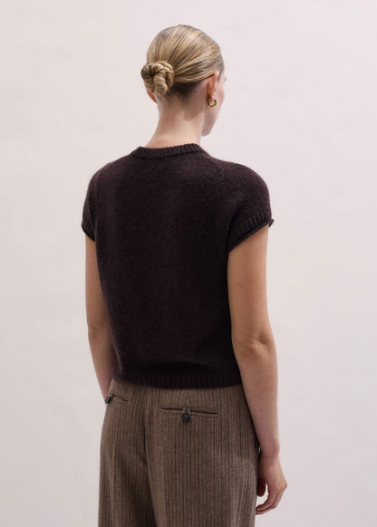ME+EM Clothing Brown Merino Cashmere Silk Straight Baby Tee