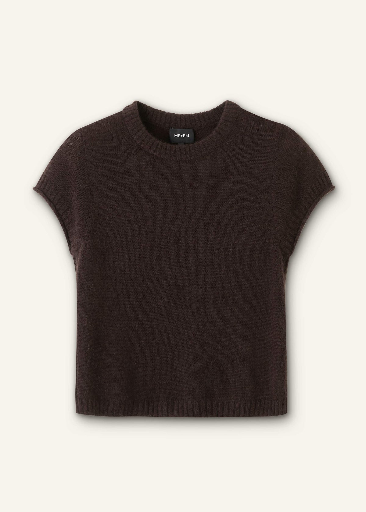 ME+EM Clothing Brown Merino Cashmere Silk Straight Baby Tee