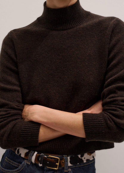 ME+EM Clothing Brown Cashmere High Neck Crop Jumper