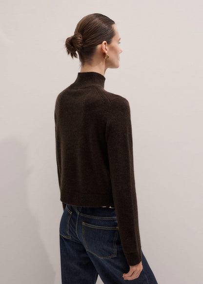 ME+EM Clothing Brown Cashmere High Neck Crop Jumper