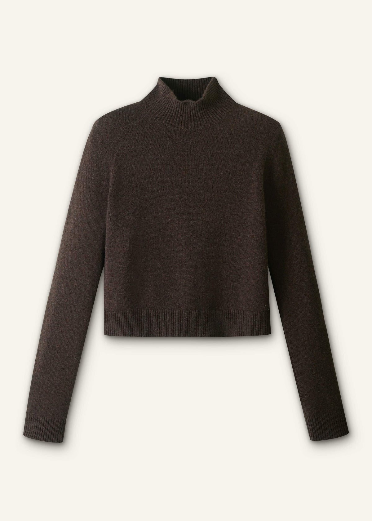 ME+EM Clothing Brown Cashmere High Neck Crop Jumper