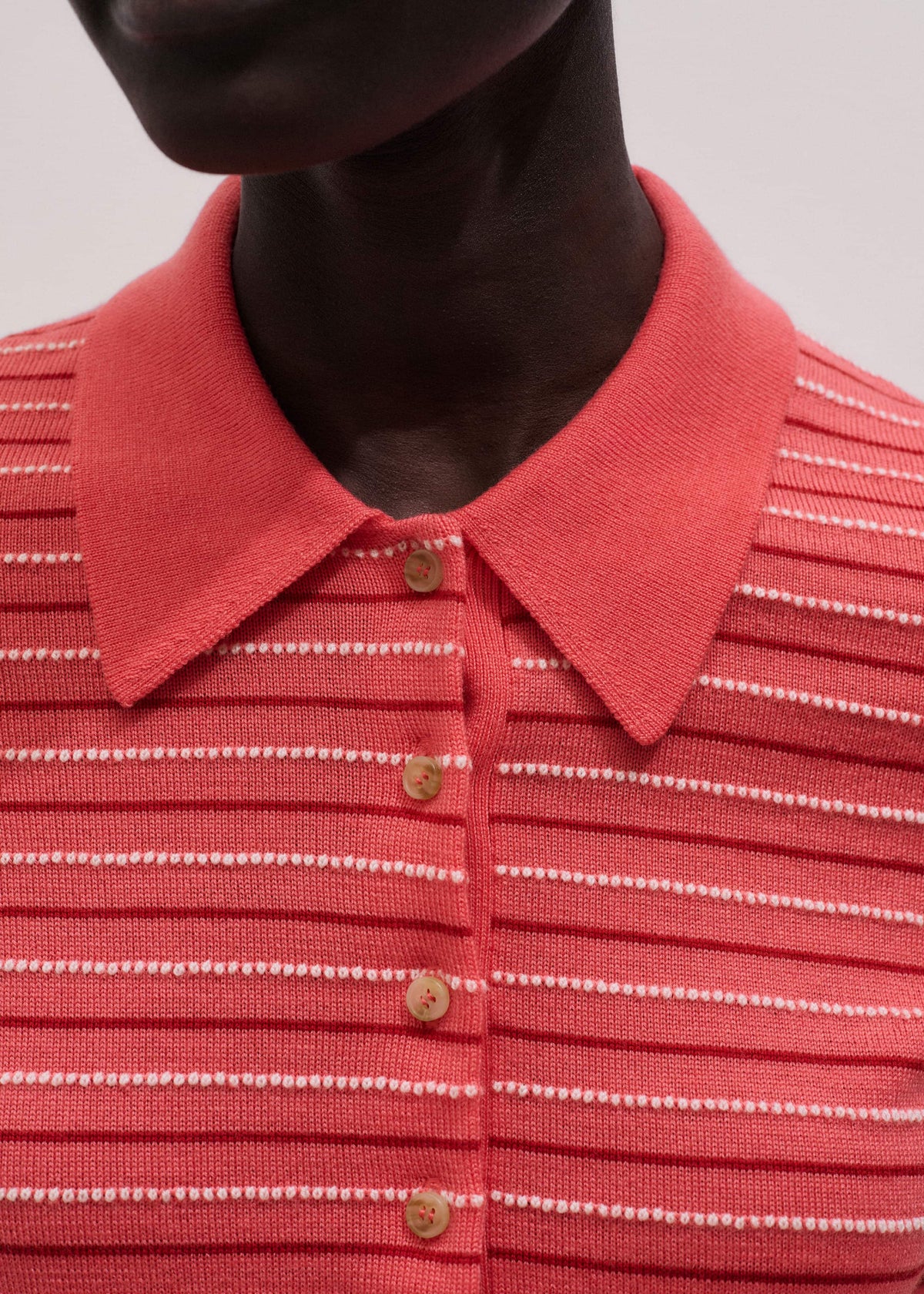 ME+EM Clothing Pink Textured Stripe Straight Sporty Smart Polo Tee