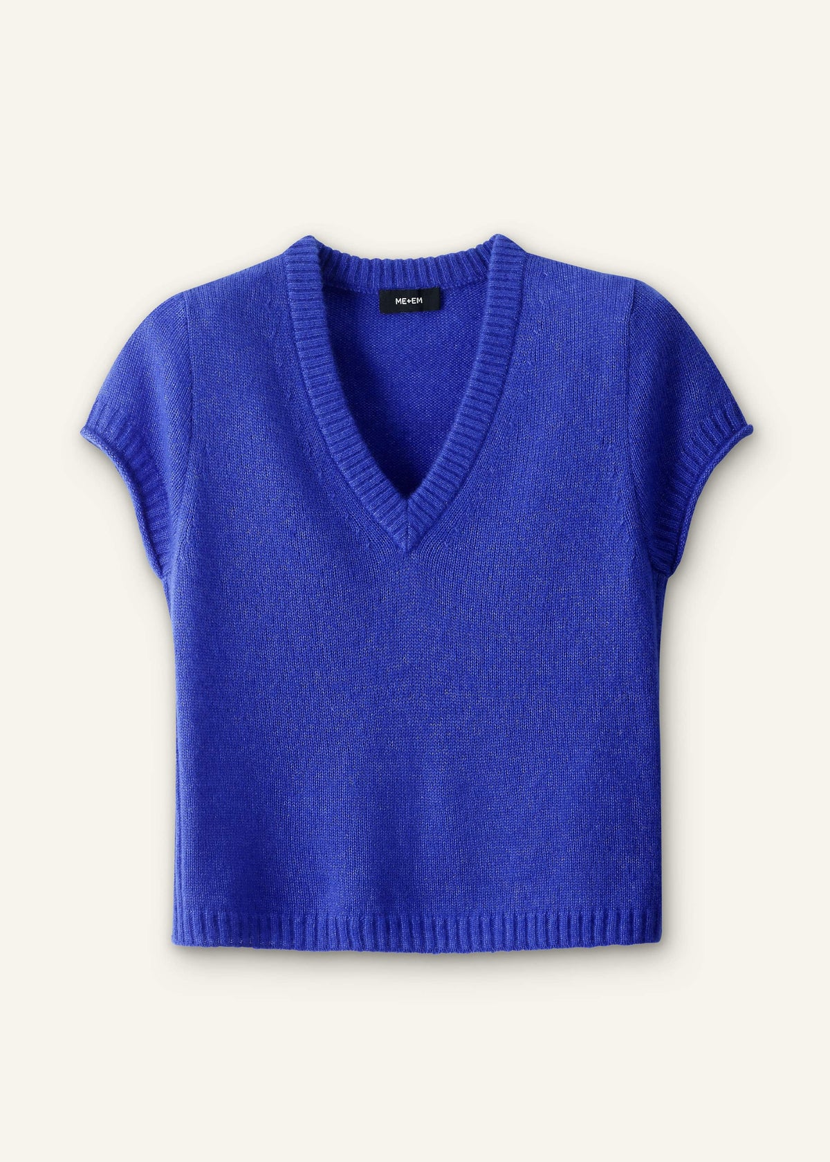 ME+EM Clothing Blue Merino Cashmere Silk V-Neck Baby Tee