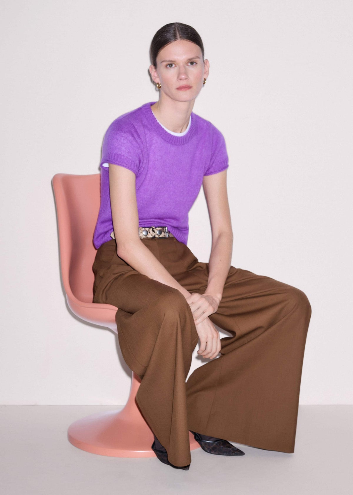 ME+EM Clothing Purple Merino Cashmere Silk Straight Baby Tee