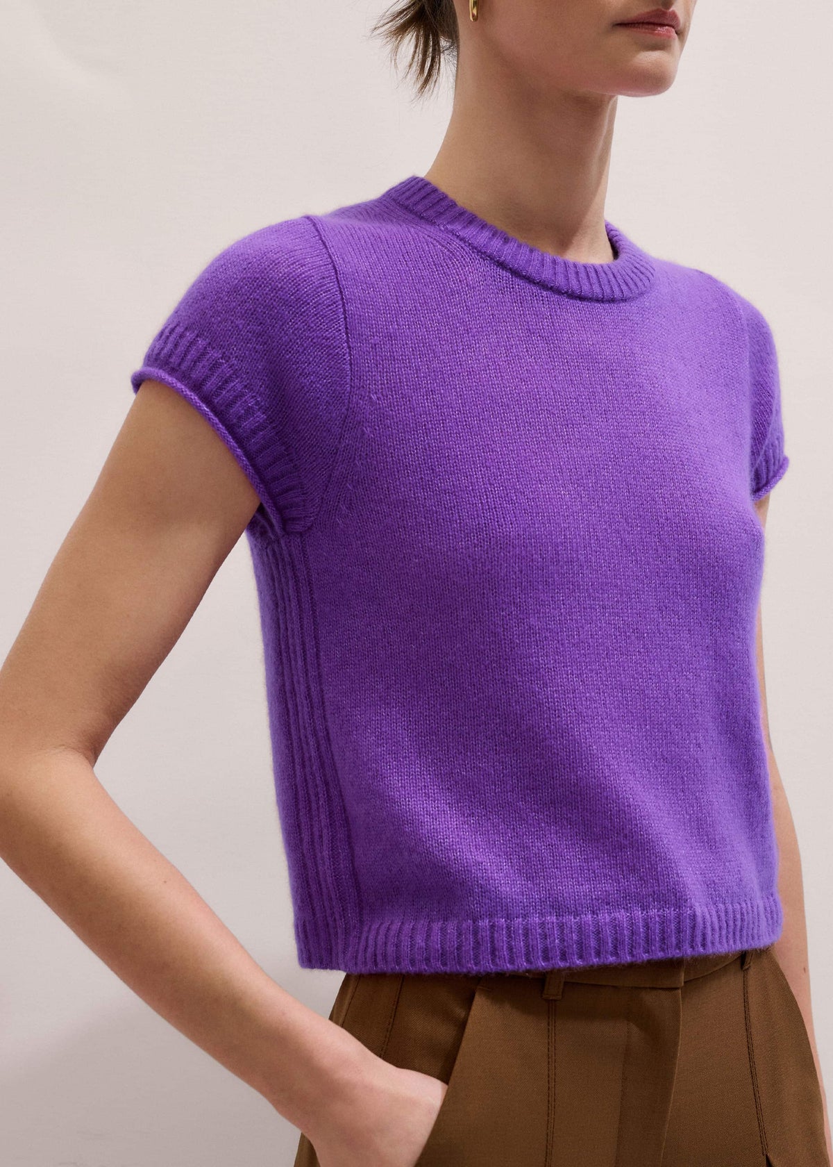 ME+EM Clothing Purple Merino Cashmere Silk Straight Baby Tee