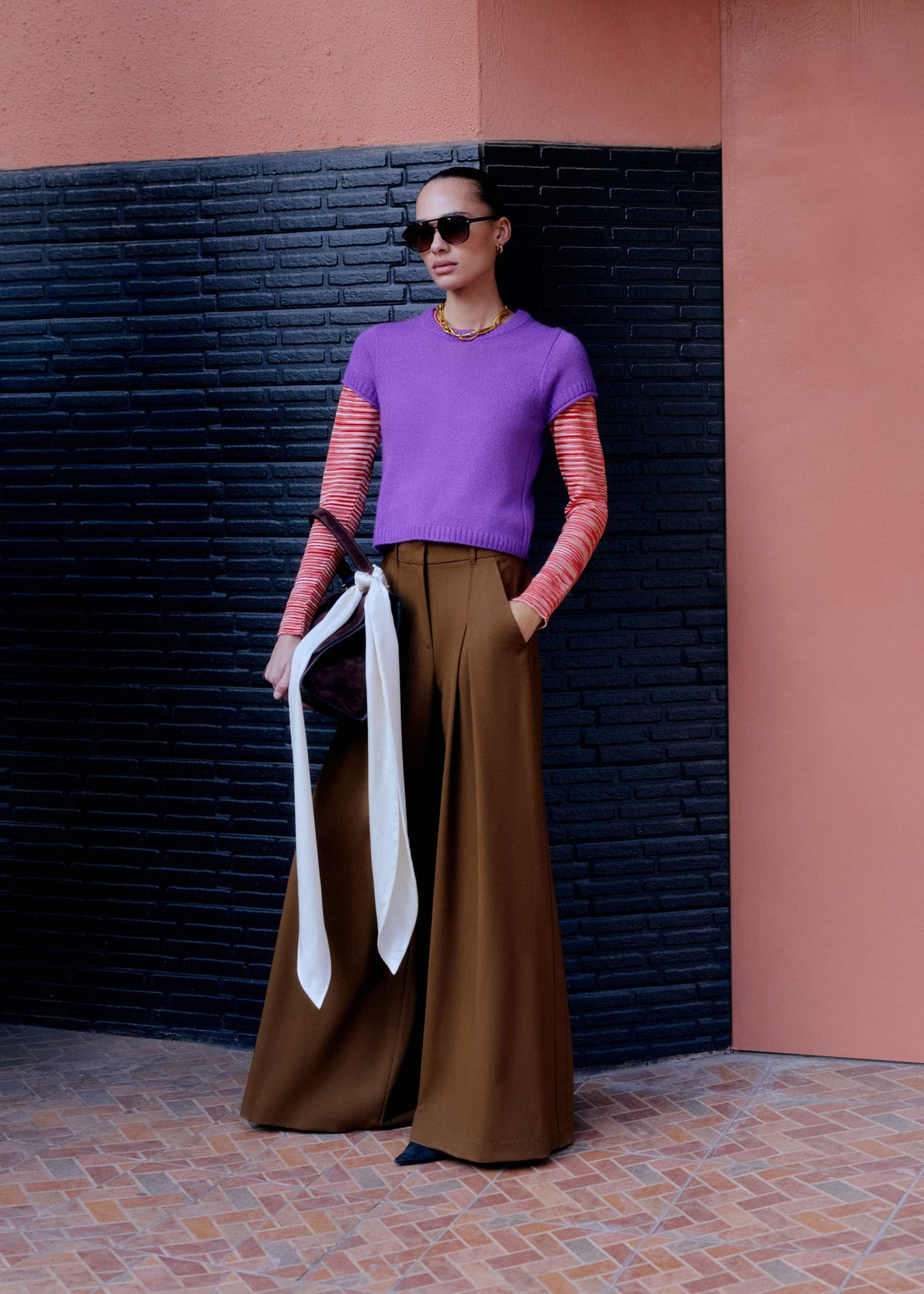 ME+EM Clothing Purple Merino Cashmere Silk Straight Baby Tee