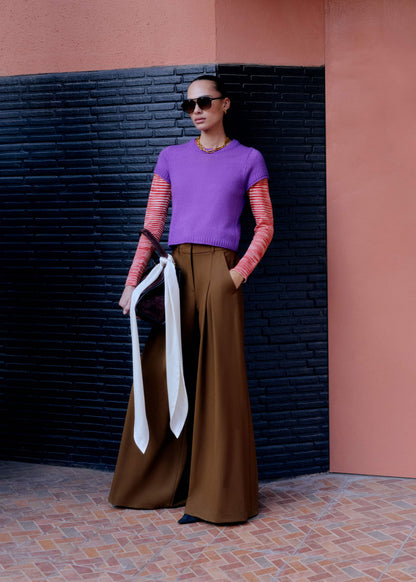 ME+EM Clothing Purple Merino Cashmere Silk Straight Baby Tee