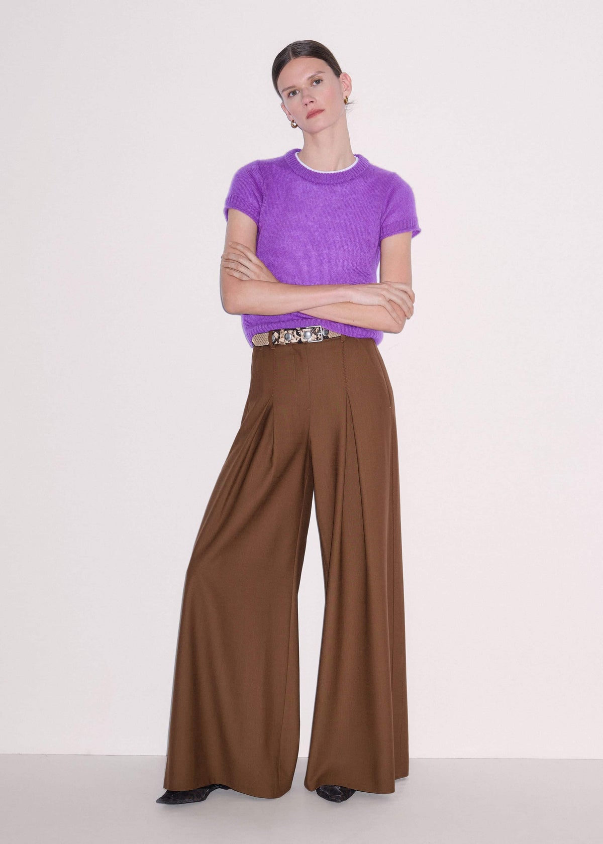 ME+EM Clothing Purple Merino Cashmere Silk Straight Baby Tee