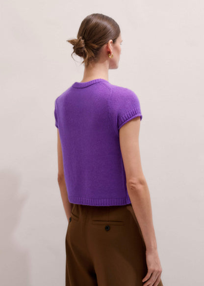 ME+EM Clothing Purple Merino Cashmere Silk Straight Baby Tee