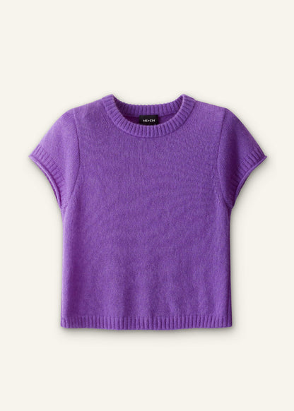 ME+EM Clothing Purple Merino Cashmere Silk Straight Baby Tee