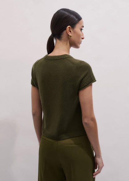 ME+EM Clothing Olive Green Cashmere Shrunken Knit Baby Tee