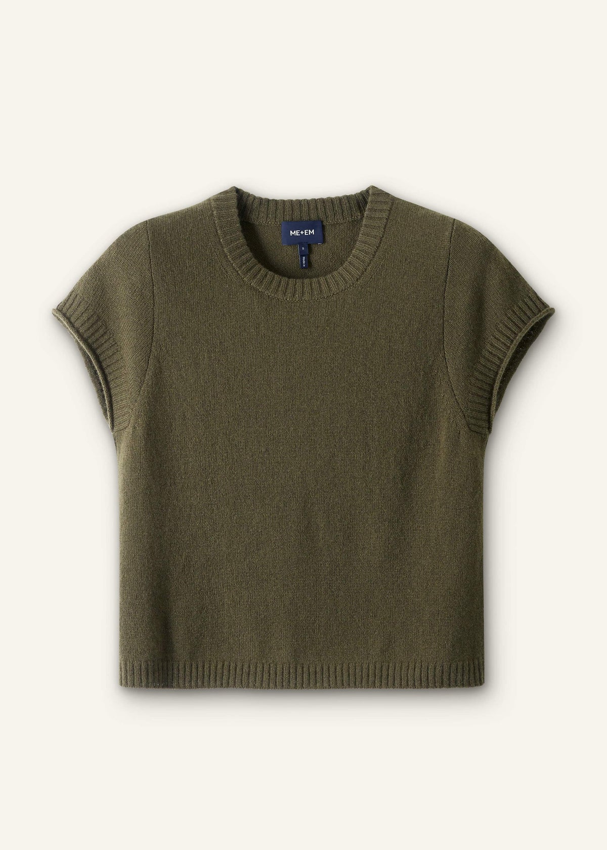 ME+EM Clothing Olive Green Cashmere Shrunken Knit Baby Tee