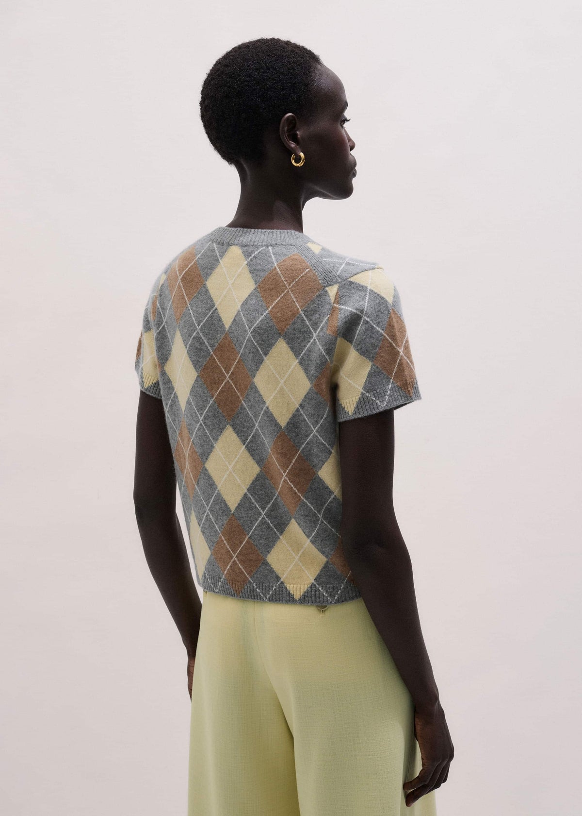 ME+EM Clothing Yellow Cashmere Argyle Baby Tee