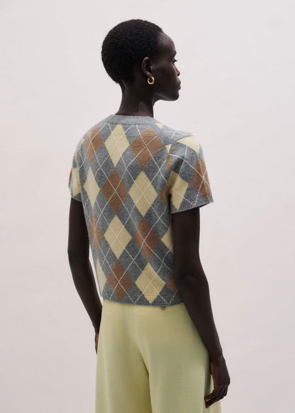 ME+EM Clothing Yellow Cashmere Argyle Baby Tee