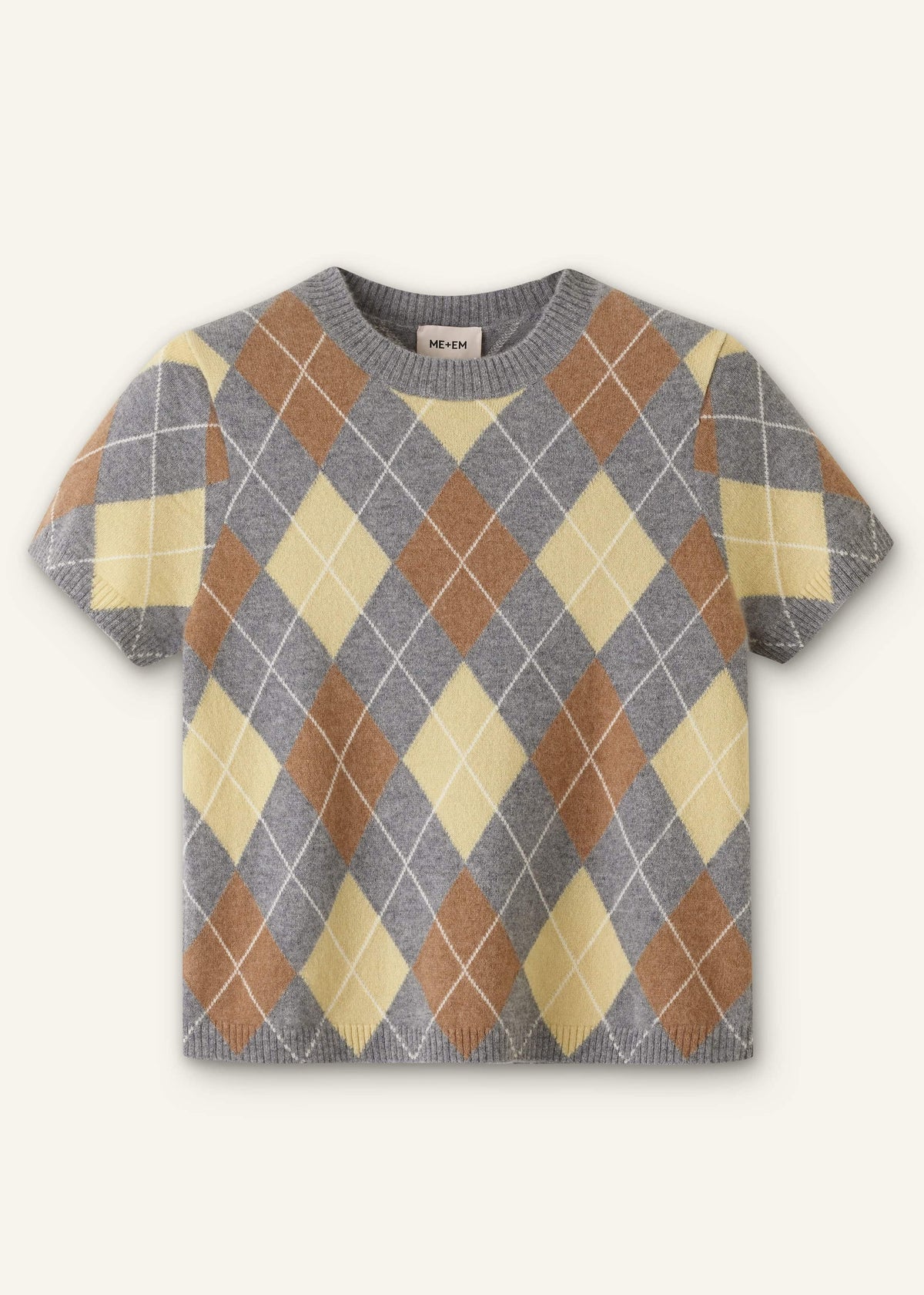 ME+EM Clothing Yellow Cashmere Argyle Baby Tee
