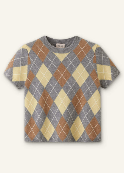 ME+EM Clothing Yellow Cashmere Argyle Baby Tee