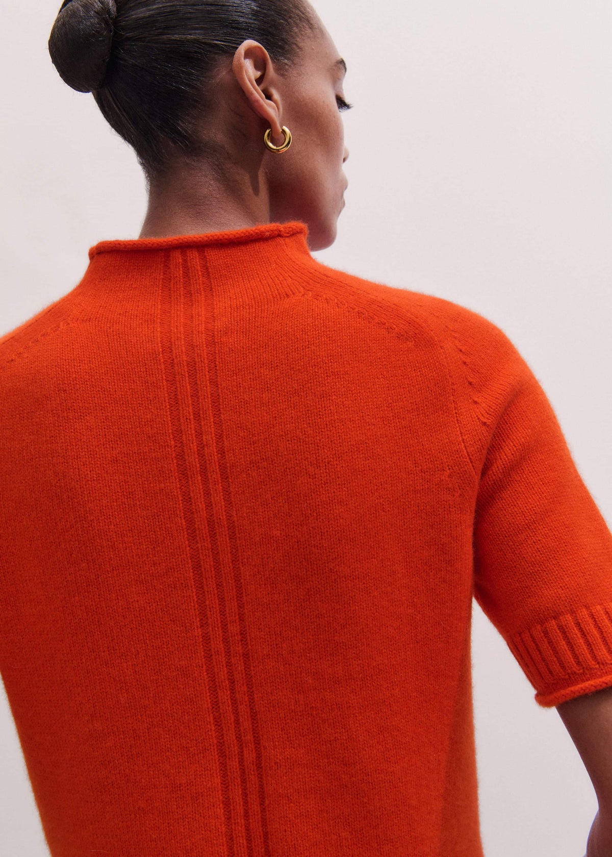 ME+EM Clothing Orange Cashmere Roll Trim Knit Tee