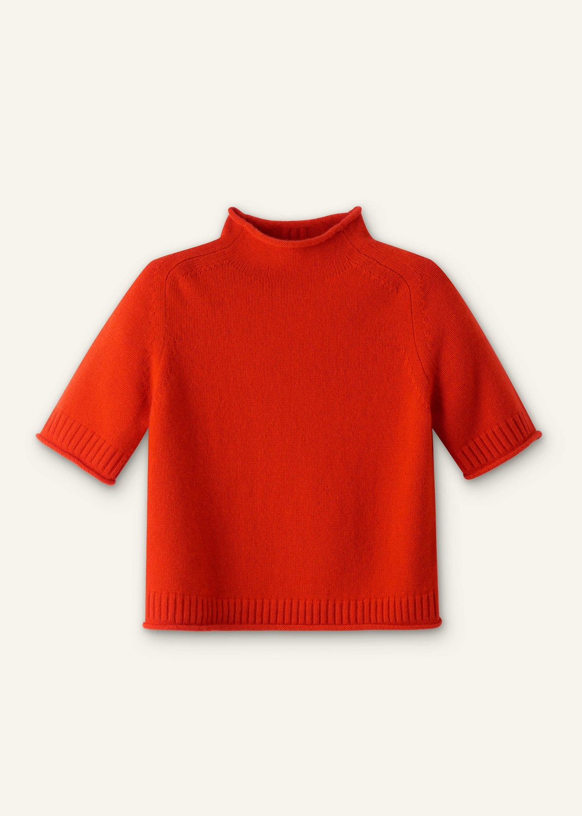 ME+EM Clothing Orange Cashmere Roll Trim Knit Tee