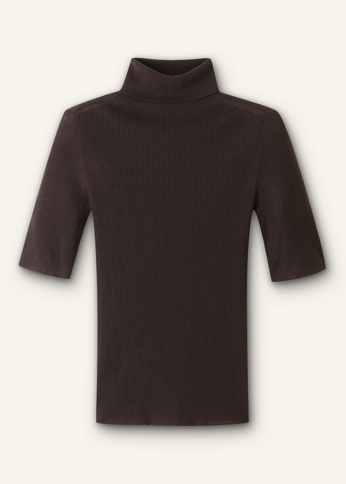 ME+EM Clothing Brown Superfine Ribbed Roll Neck Tee