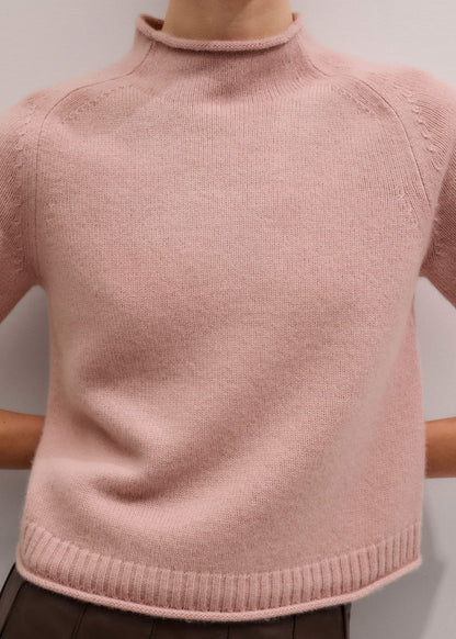 ME+EM Clothing Pink Cashmere Roll Trim Knit Tee