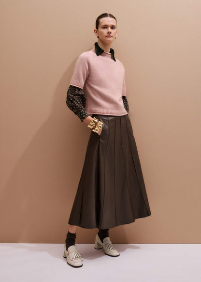ME+EM Clothing Pink Cashmere Roll Trim Knit Tee