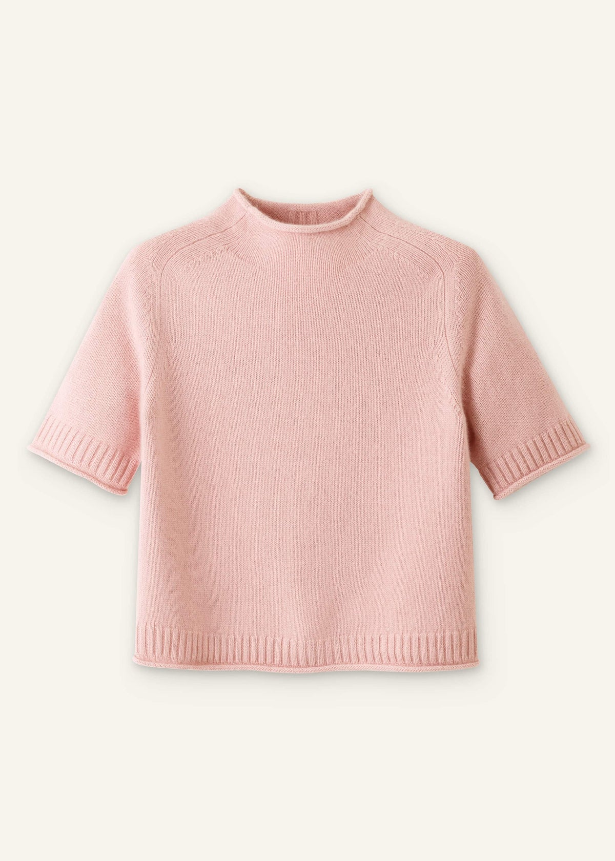 ME+EM Clothing Pink Cashmere Roll Trim Knit Tee
