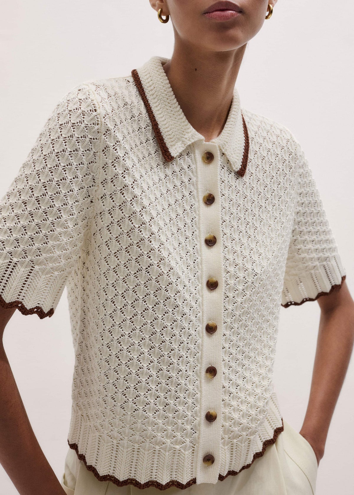ME+EM Clothing Cream Straight Knit Tee