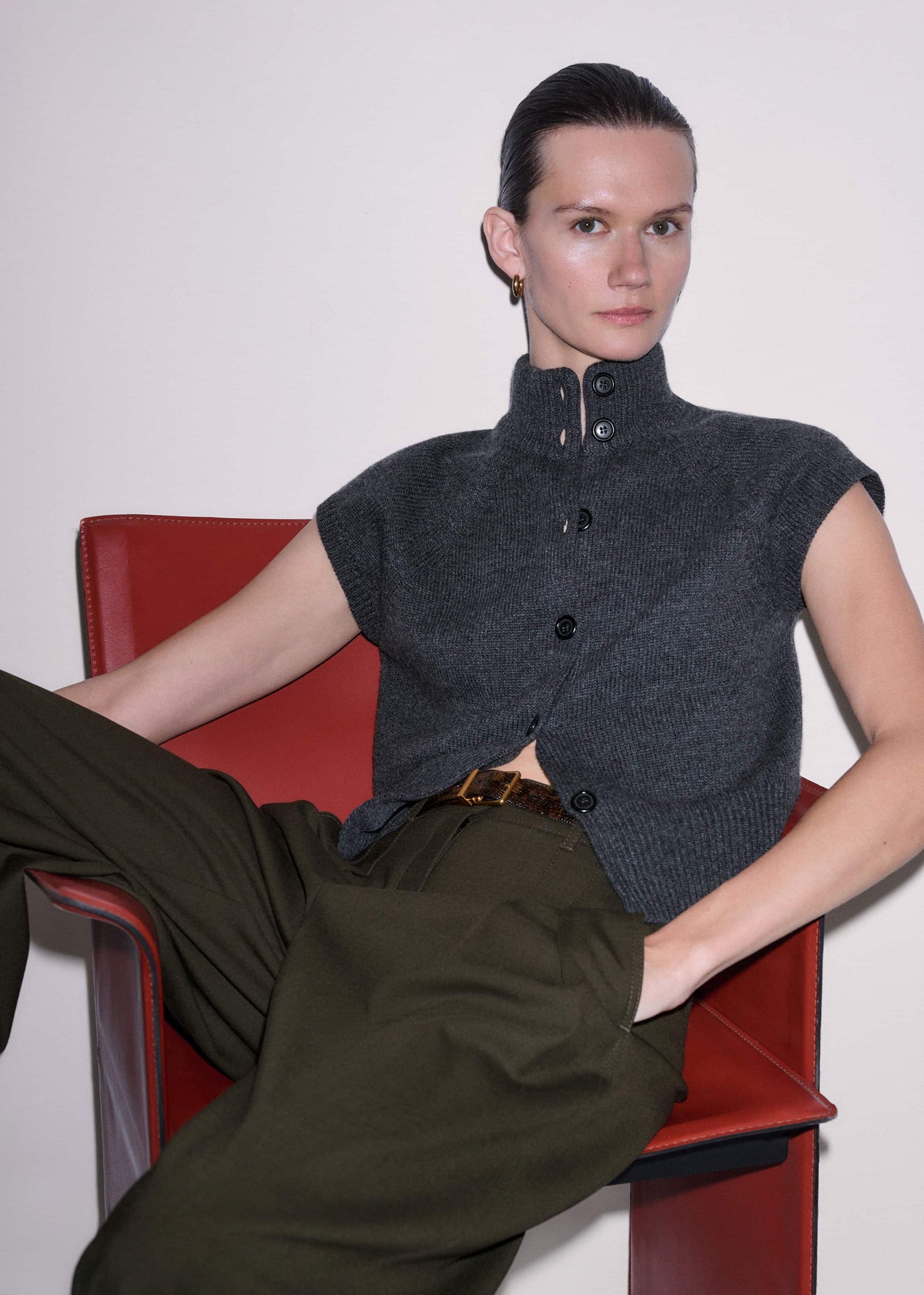 ME+EM Clothing Grey High Neck Relaxed Vest