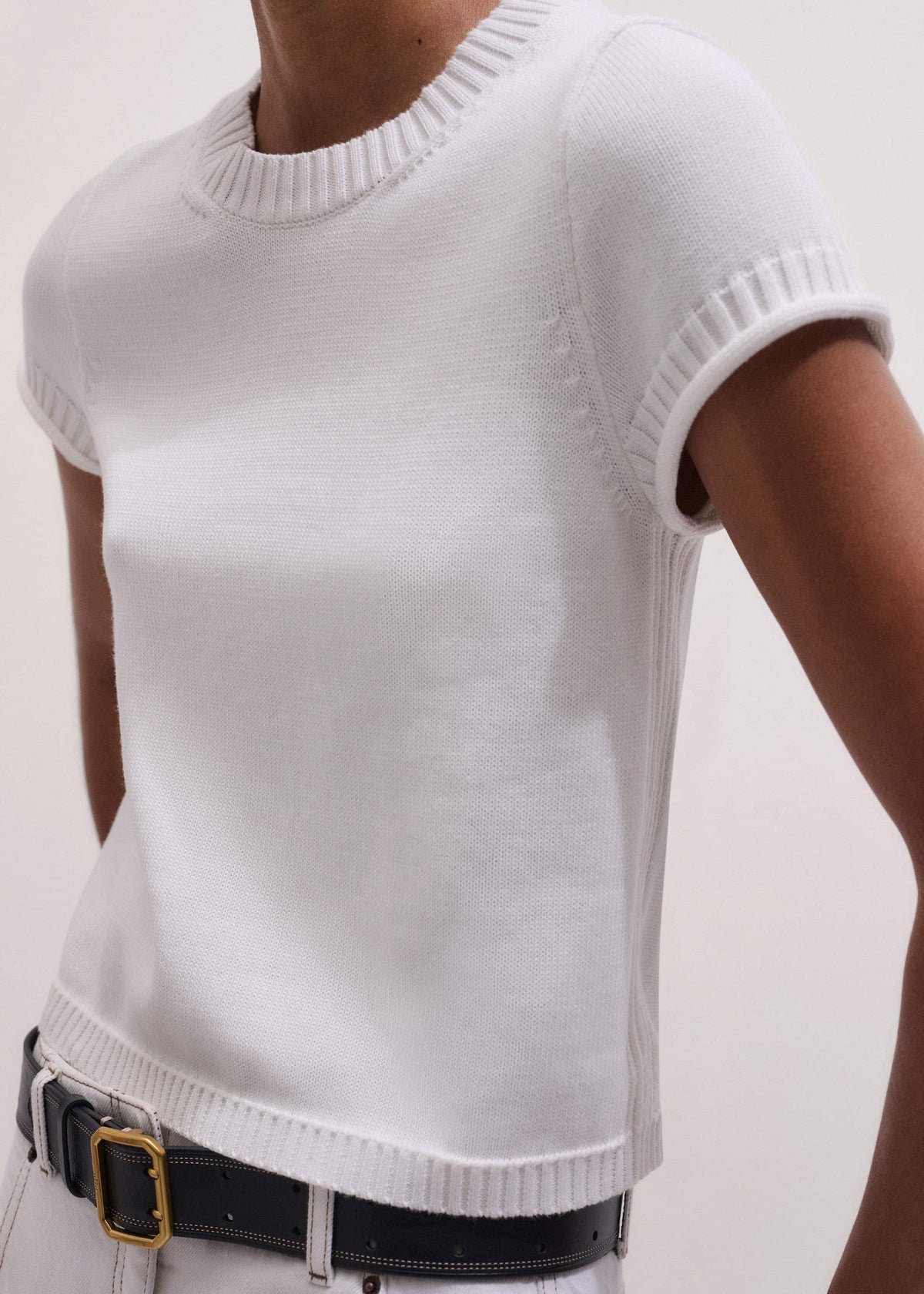 ME+EM Clothing White Shrunken Straight Knit Baby Tee