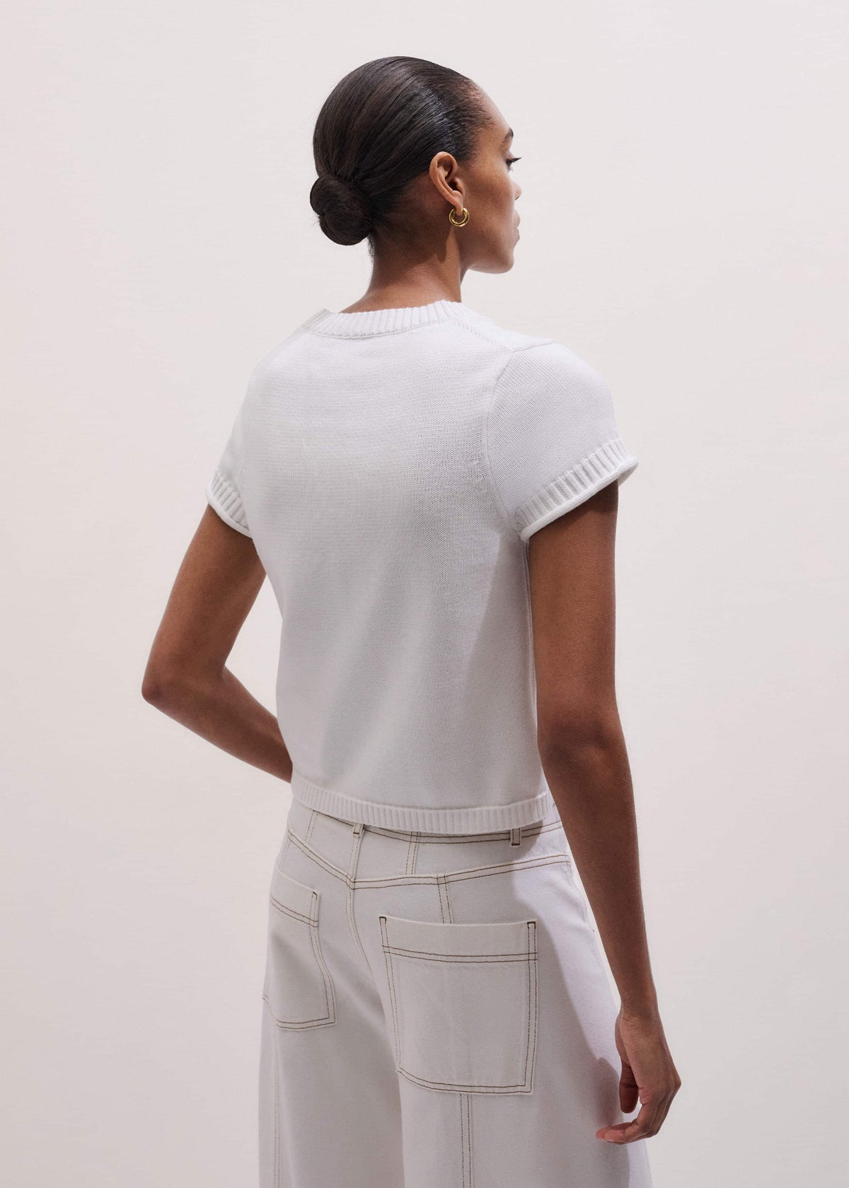 ME+EM Clothing White Shrunken Straight Knit Baby Tee