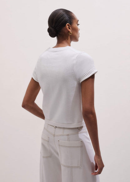 ME+EM Clothing White Shrunken Straight Knit Baby Tee