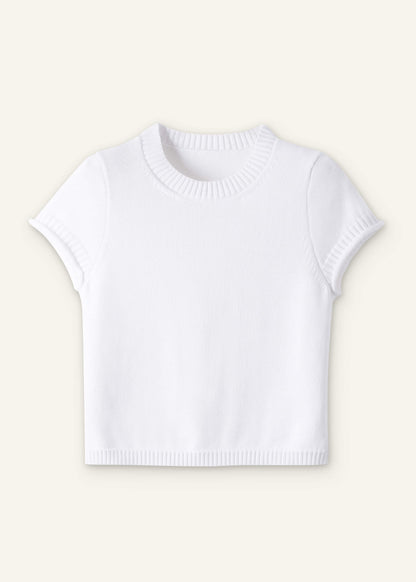 ME+EM Clothing White Shrunken Straight Knit Baby Tee