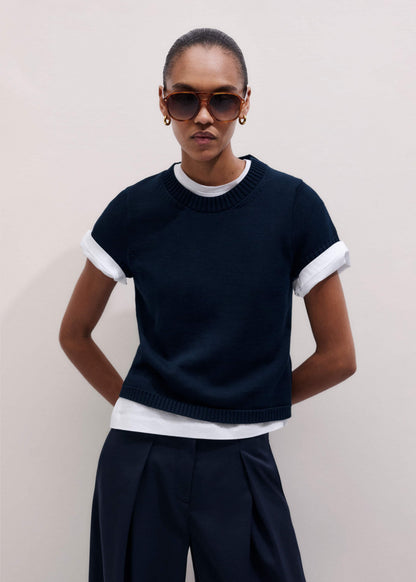 ME+EM Clothing Navy Shrunken Straight Knit Baby Tee