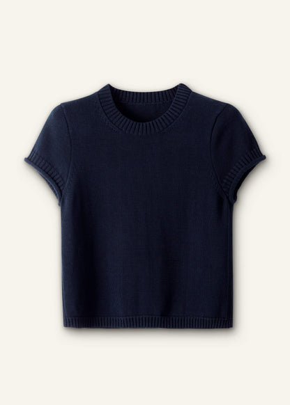 ME+EM Clothing Navy Shrunken Straight Knit Baby Tee