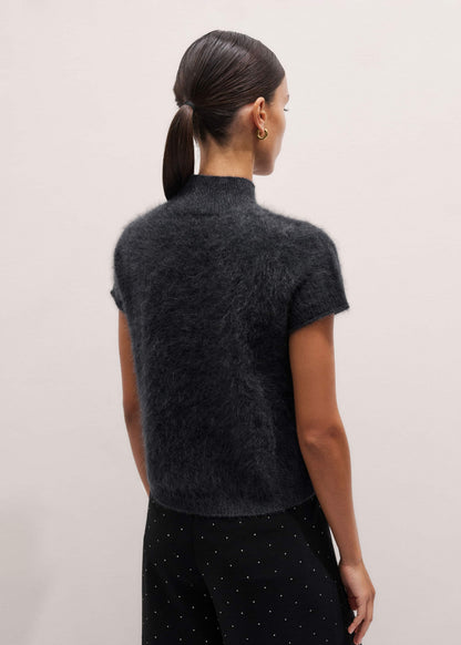 ME+EM Clothing Gray Brushed Cashmere High Neck Baby Tee