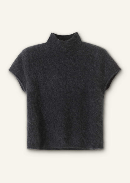 ME+EM Clothing Gray Brushed Cashmere High Neck Baby Tee