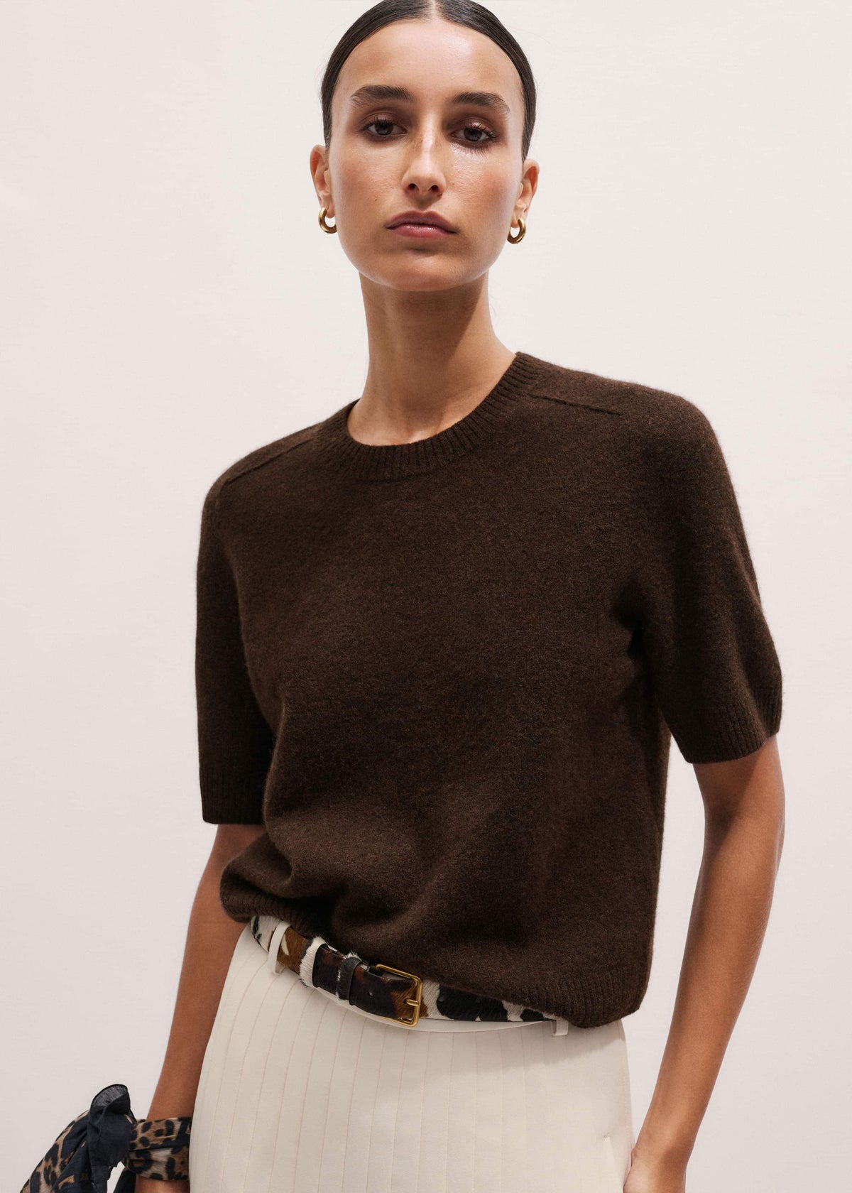 ME+EM Clothing Brown Felted Knit Tee