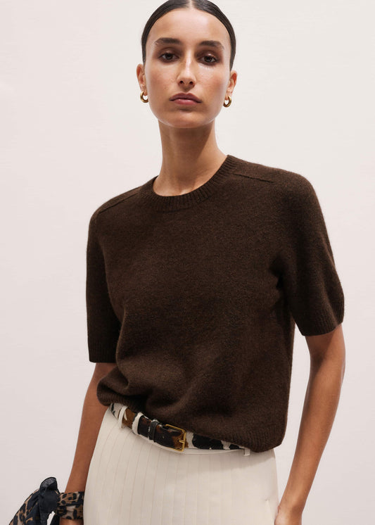 ME+EM Clothing Brown Felted Knit Tee