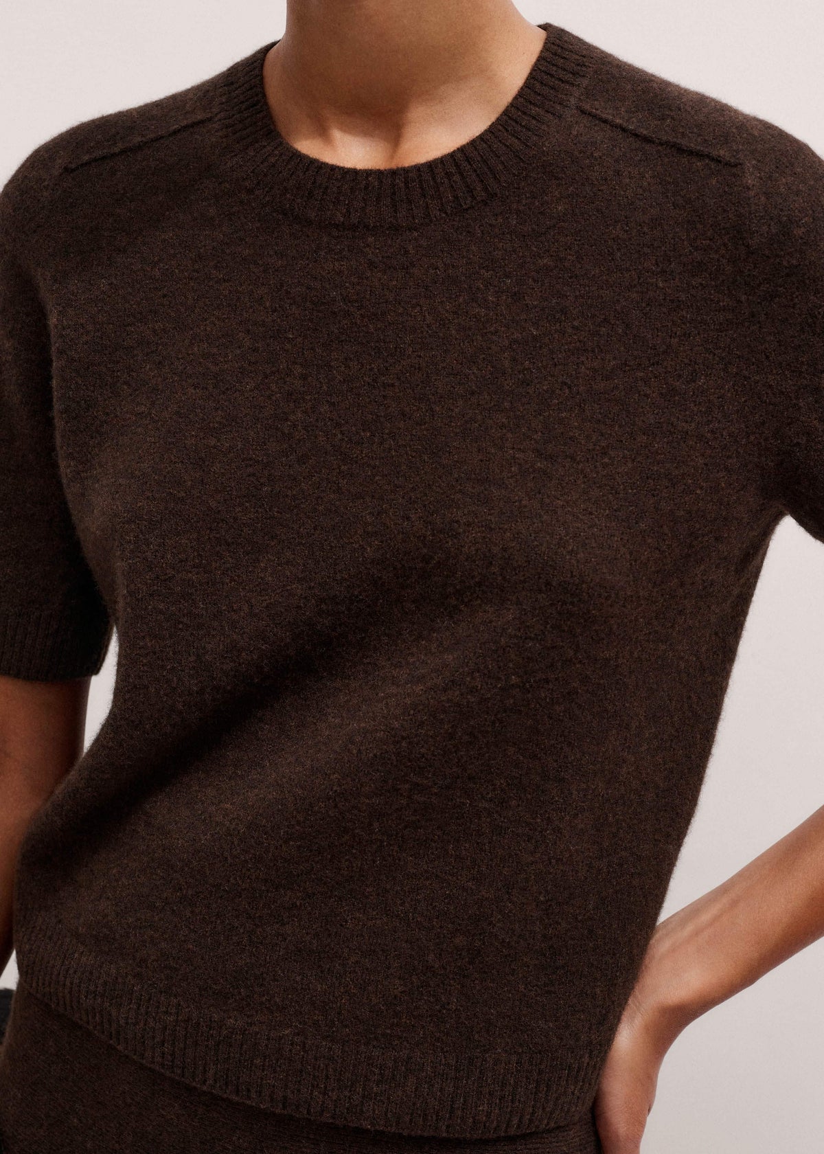 ME+EM Clothing Brown Felted Knit Tee