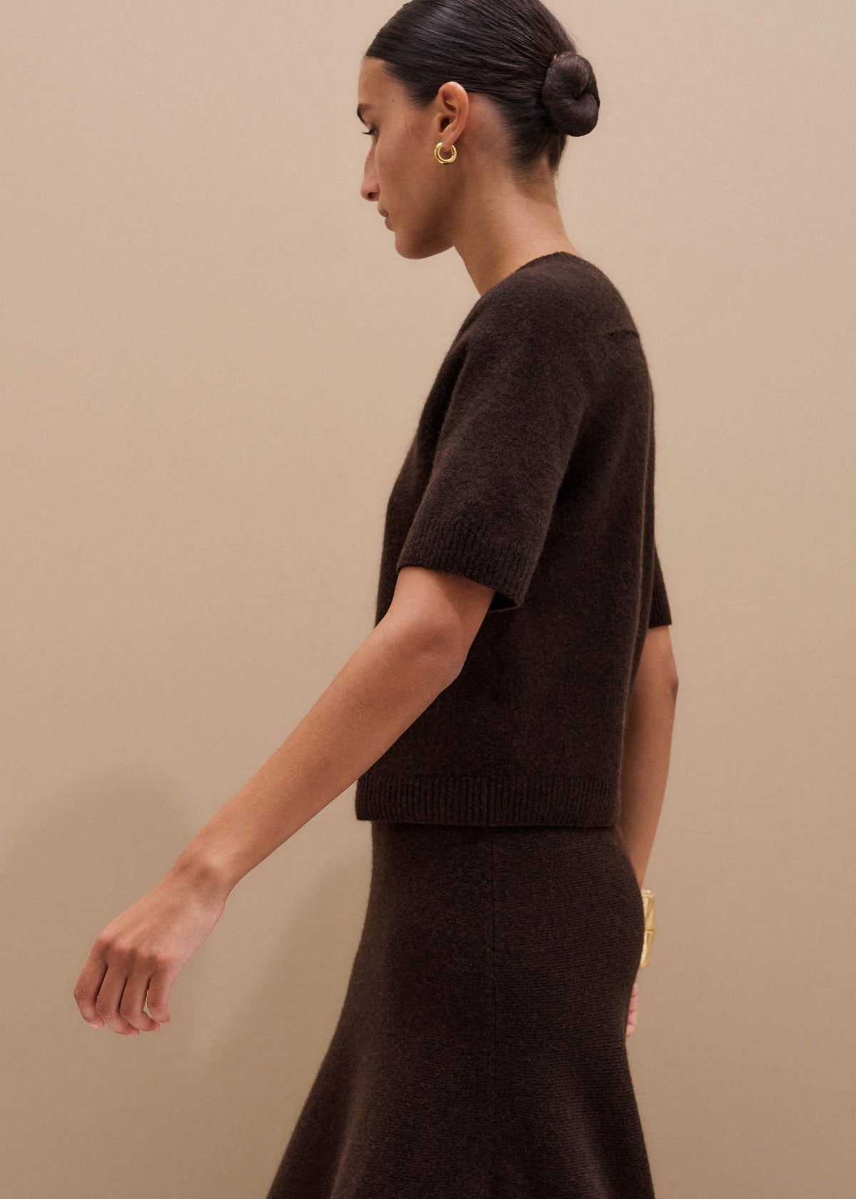 ME+EM Clothing Brown Felted Knit Tee