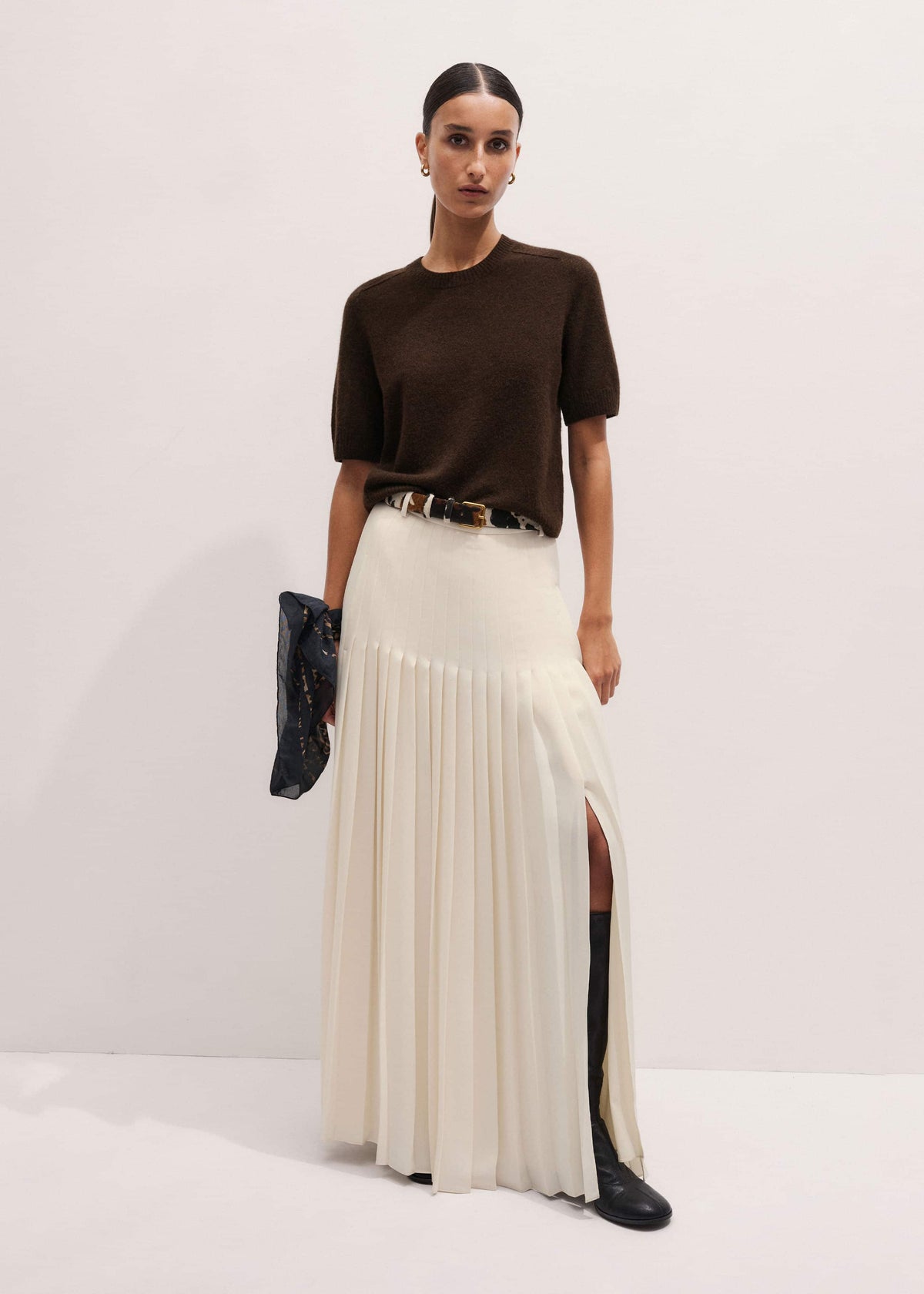 ME+EM Clothing Brown Felted Knit Tee