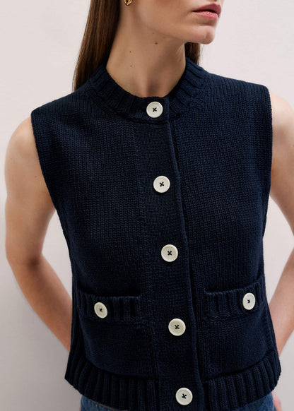 ME+EM Clothing Navy Straight Crop Vest