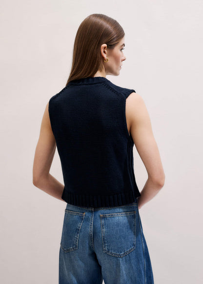 ME+EM Clothing Navy Straight Crop Vest