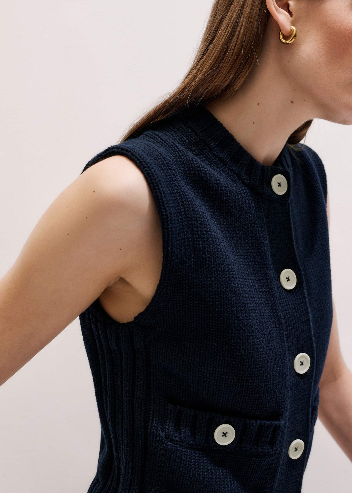 ME+EM Clothing Navy Straight Crop Vest