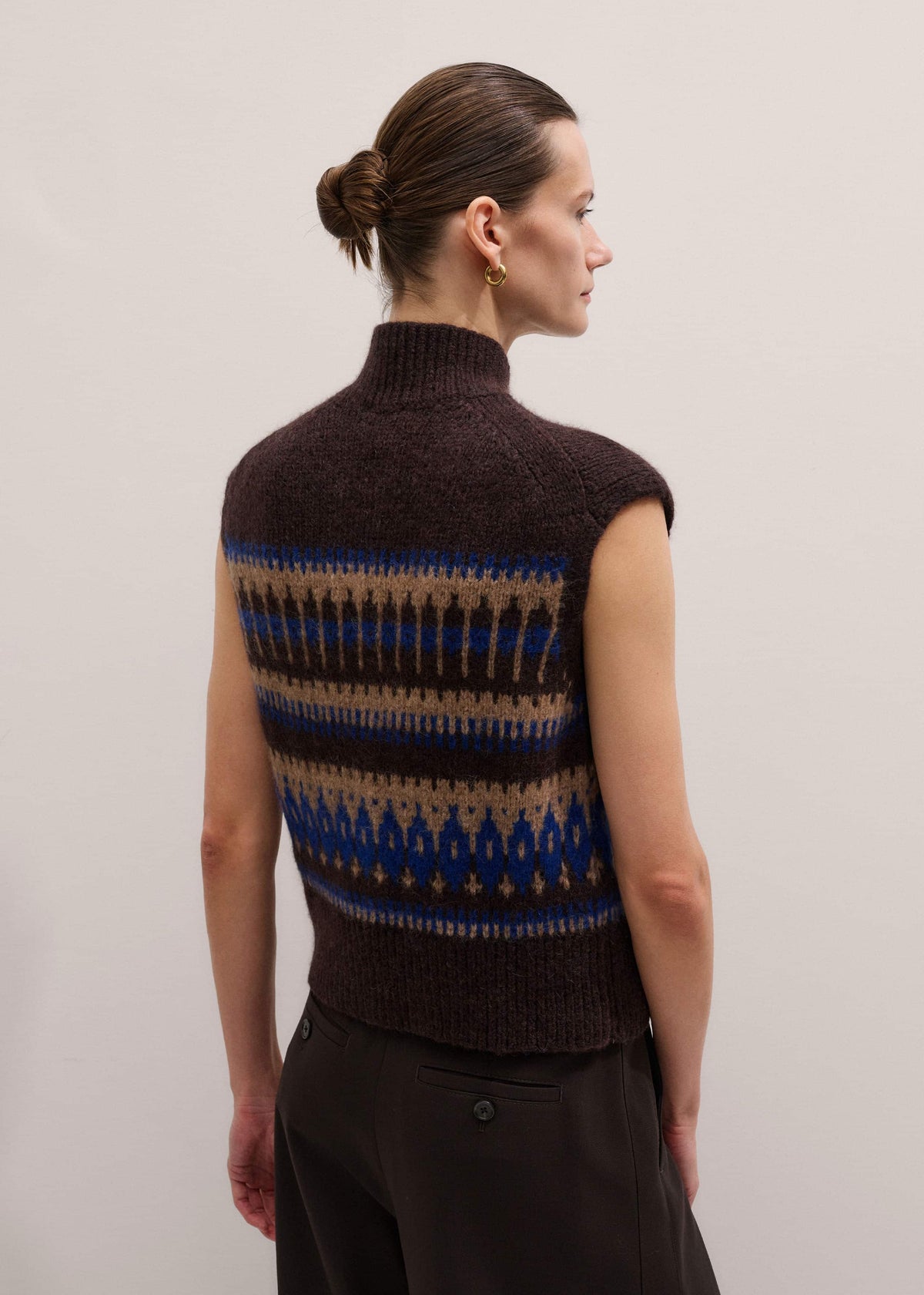 ME+EM Clothing Brown Button-Through Relaxed Jacquard Vest
