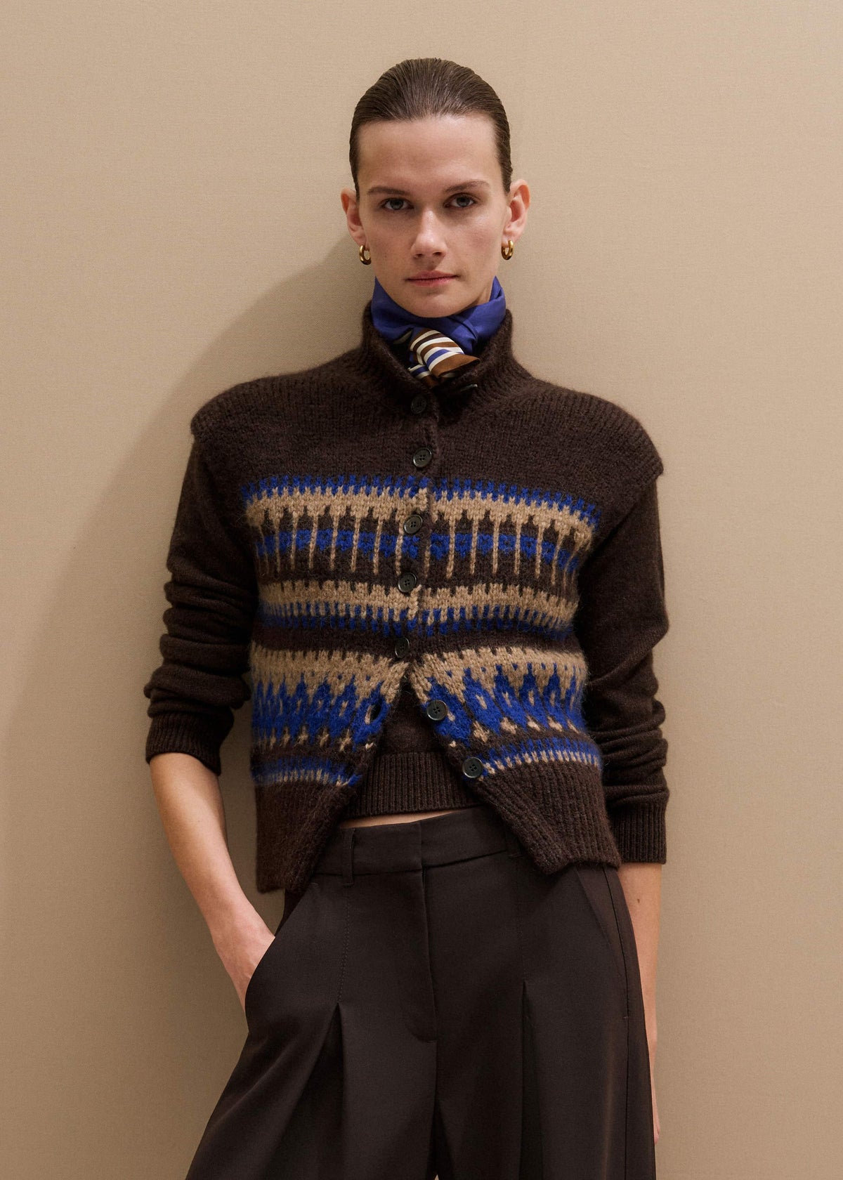 ME+EM Clothing Brown Button-Through Relaxed Jacquard Vest