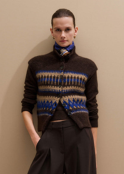 ME+EM Clothing Brown Button-Through Relaxed Jacquard Vest
